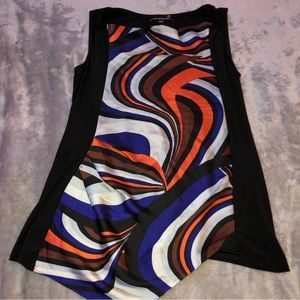 Laura Petites black with red/ blue/ white stripes tank top
